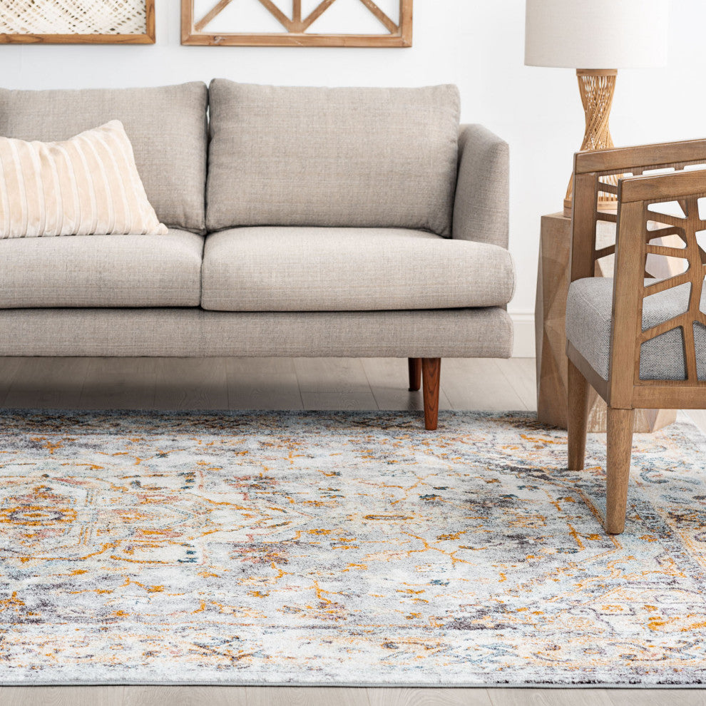 Kinsley Traditional Oriental Blue Rectangle Area Rug, 10'6"x14'6"