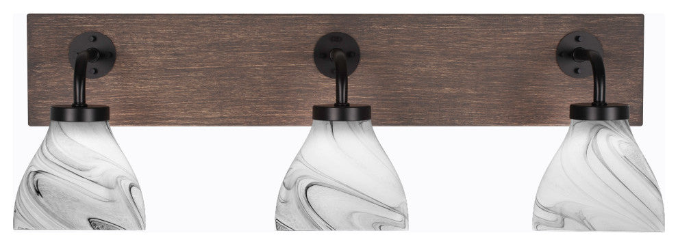 Oxbridge, Bath Bar, Matte Black & Painted Distressed Metal, 6.25" Onyx Swirl