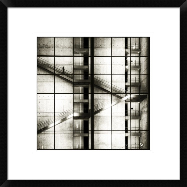 "Stairs and Landings" Framed Digital Print by Mario Benz, 20"x20"