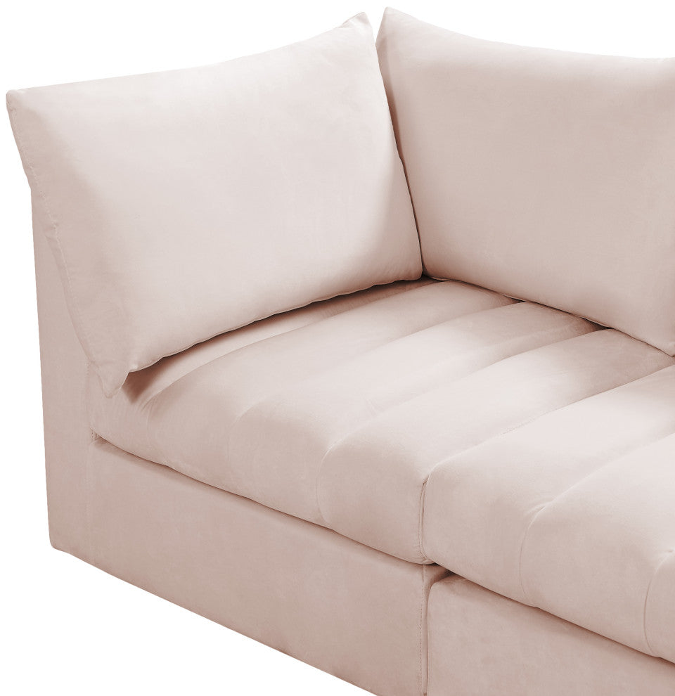 Jacob Velvet Upholstered 6-Piece L-Shaped Modular Sectional, Pink