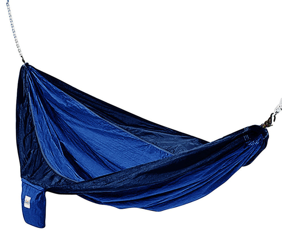 Dark Blue and Light Blue Hammaka Parachute Silk Hammock
