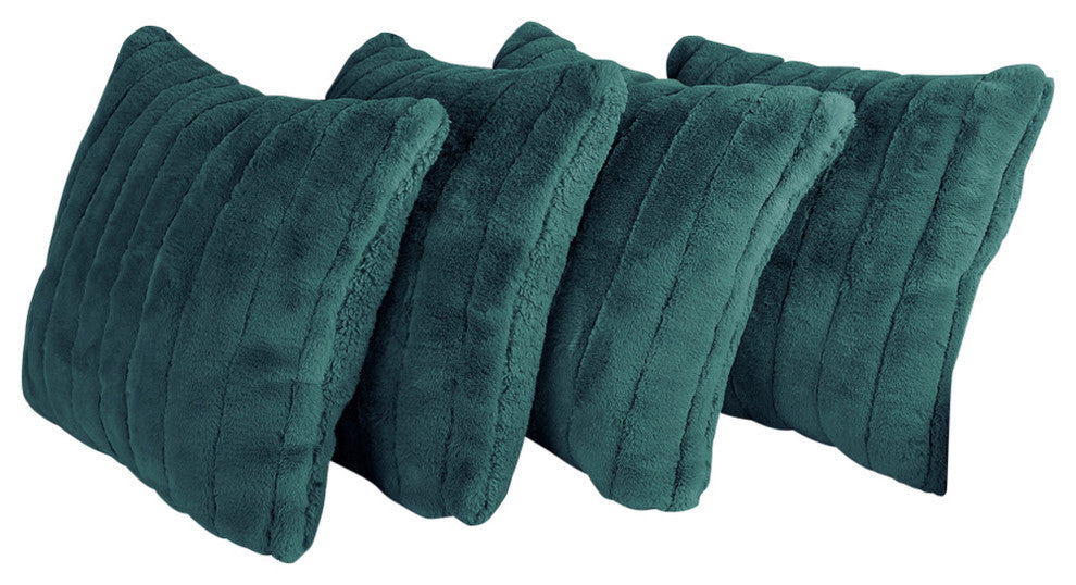 Super Mink Throw Pillow Covers, Set of 4, Dark Teal, 20''x20''