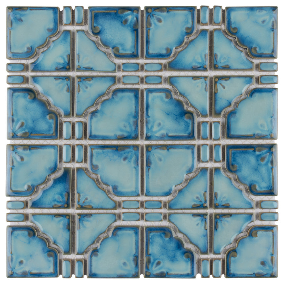 Hudson Moonbeam Porcelain Mosaic Floor and Wall Tile, Marine