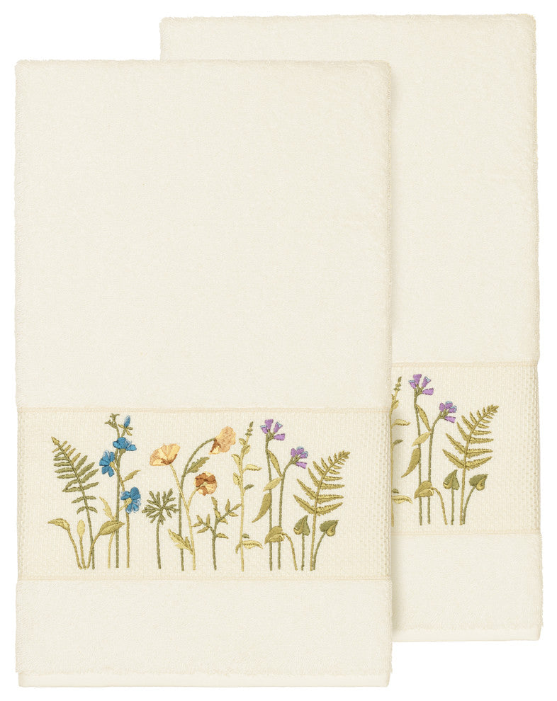 Serenity 2-Piece Embellished Bath Towel Set, Cream