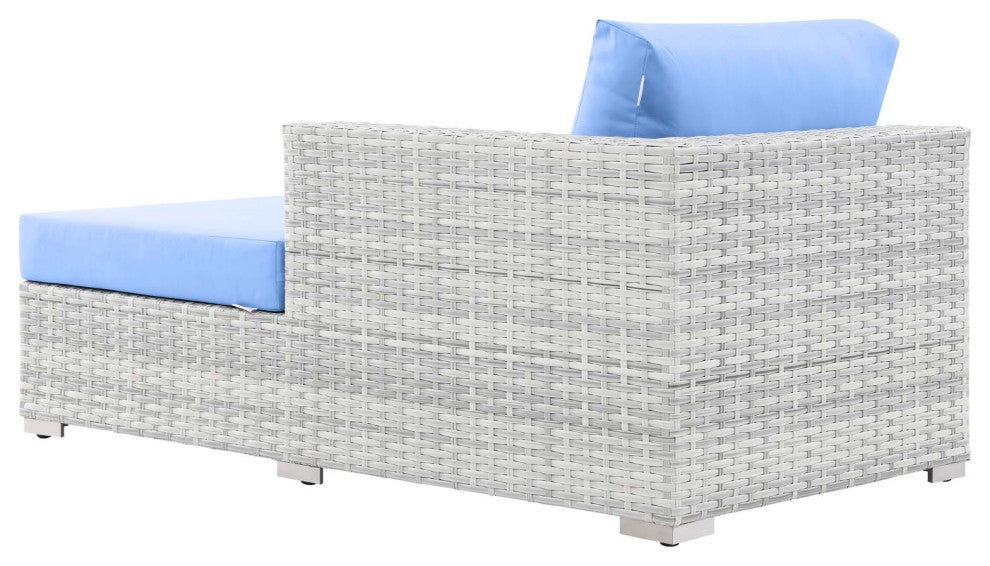 Lounge Sectional Sofa Chair Set, Rattan, Wicker, Gray Blue, Modern, Outdoor