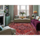 Imperial Red Pure Wool Hand Knotted Semi Antique Persian Heriz Rug 9'8"x13'