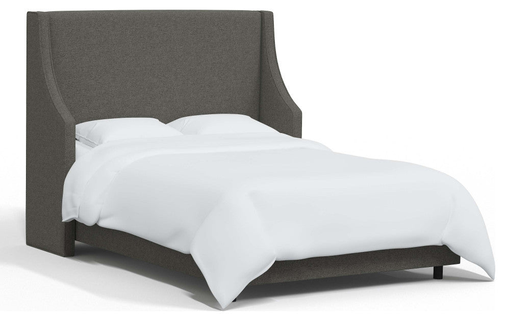 Fully Upholstered Wingback Bed, Zuma Charcoal, Full
