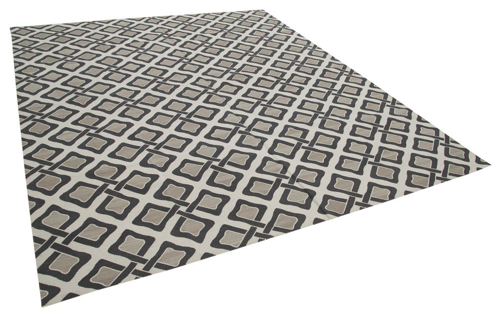 Rug N Carpet - Handmade Wool 8' 1'' x 9' 9'' Geometric Dhurrie Kilim Rug
