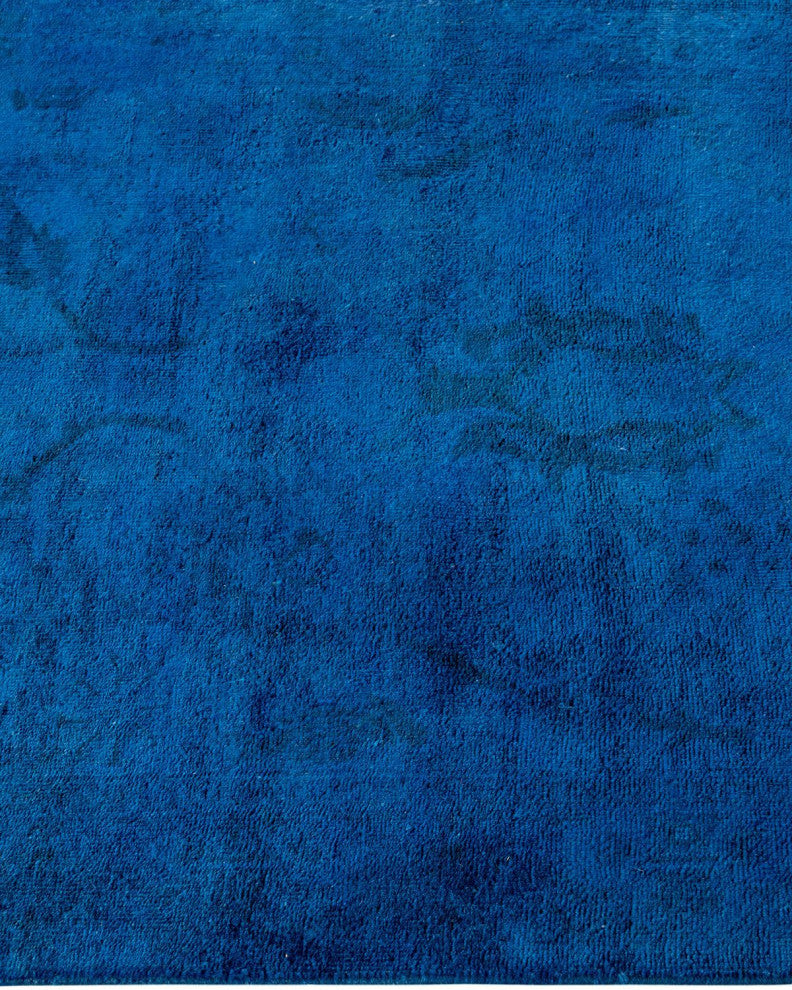 Vibrance, One-of-a-Kind Hand-Knotted Runner Rug Blue, 2'6"x21'7"