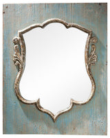 Distressed Wood Shield Mirror