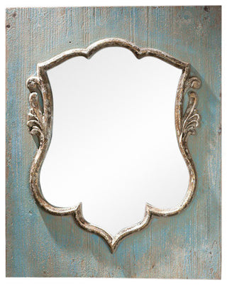 Distressed Wood Shield Mirror