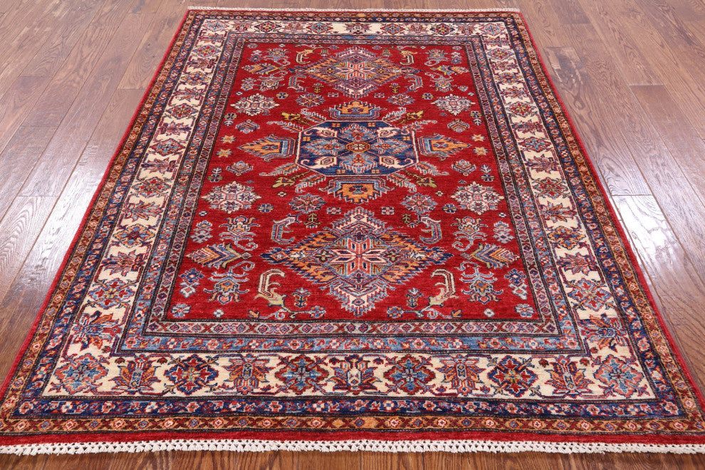 5' 0" X 6' 4" Super Kazak Handmade Wool Rug Q7502
