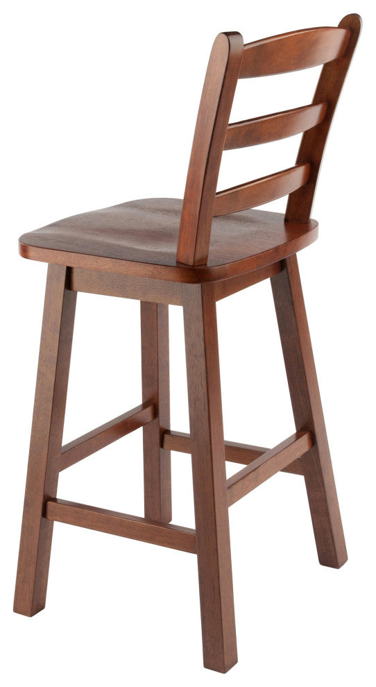 Scalera Ladder-back Swivel Seat Counter Stool, Walnut