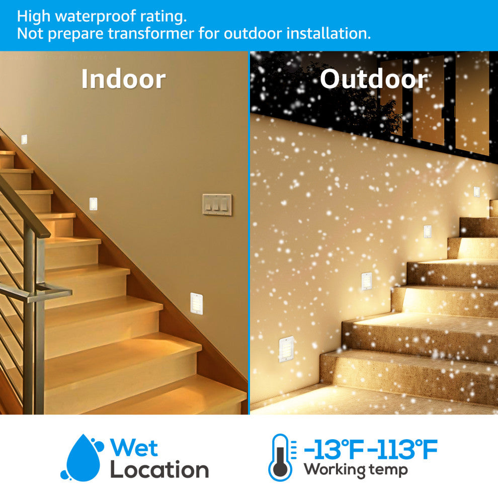 12-Pack 120V LED Step Lights Indoor, Low Watt Stair Light, 3000K Warm White