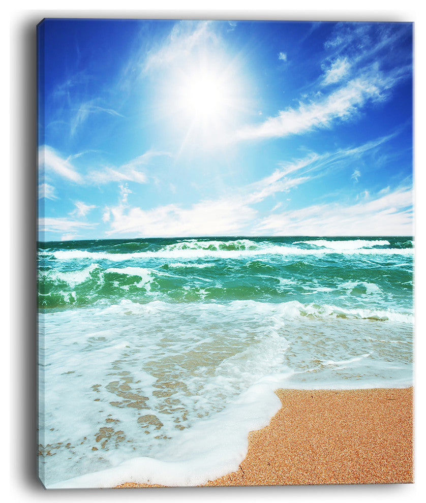 "Vibrant Summer Sea At Daylight" Modern Beach Canvas Art Print, 30"x40"