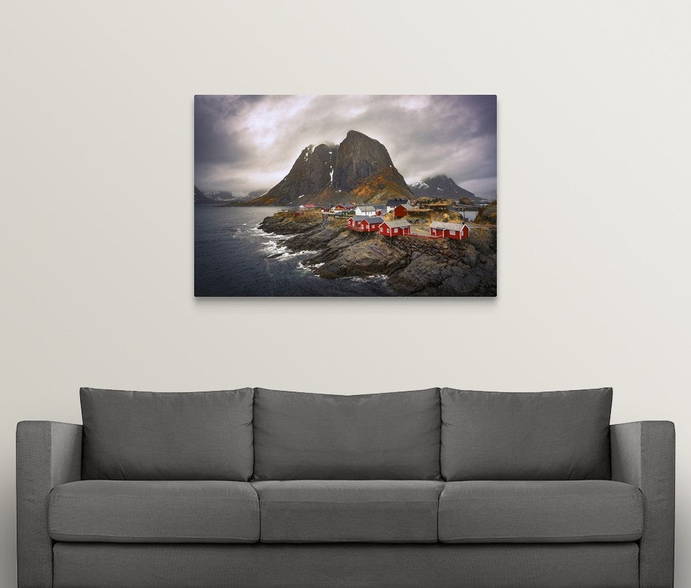 "Reine Red Houses" Wrapped Canvas Art Print, 48"x32"x1.5"