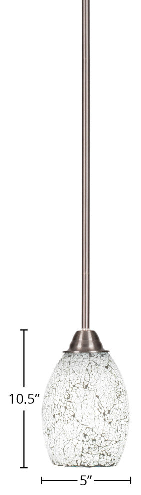 Paramount 1-Light Mini Pendant, Brushed Nickel, 5" Black Fusion Glass