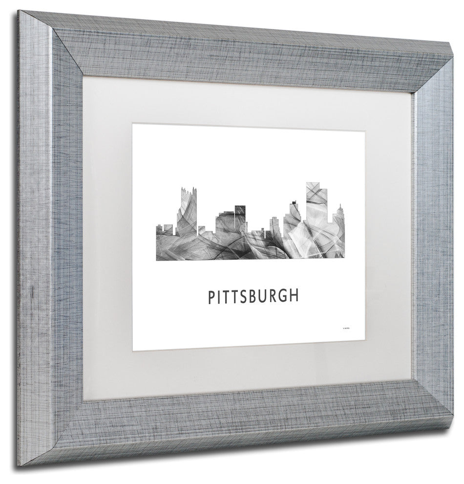 Marlene Watson 'Pittsburgh Pa Skyline' Matted Art, Silver Frame, White, 14x11