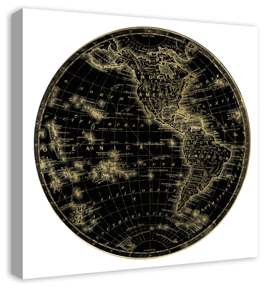Globe Circle Print 2 24x24 Canvas Wall Art