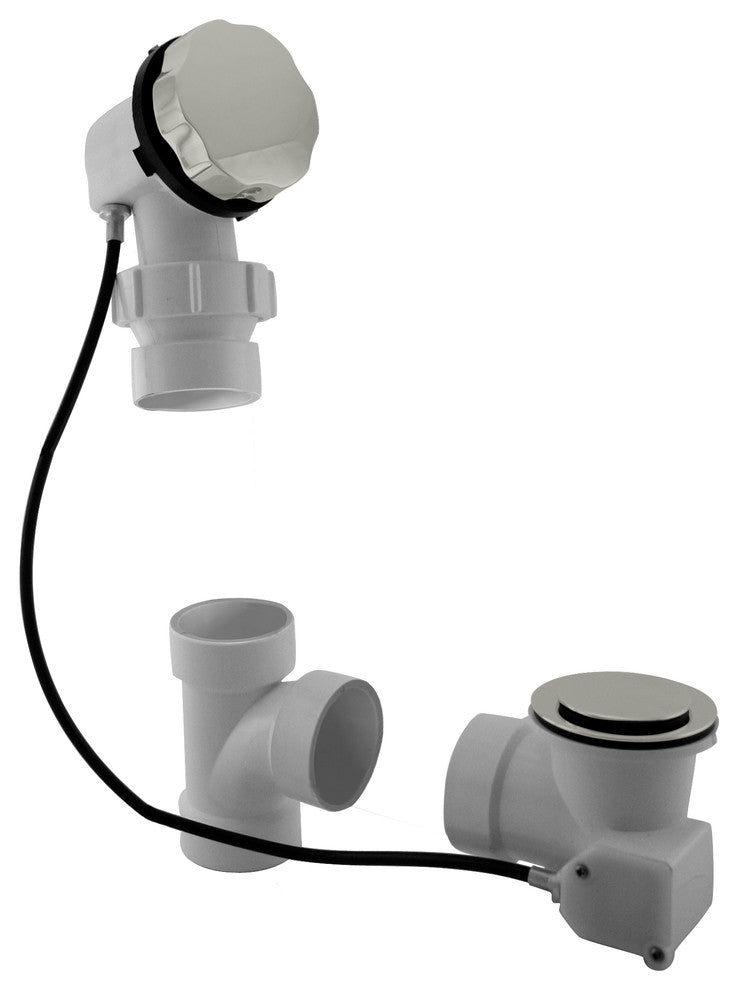 Sch. 40 PVC 27" Cable Drive Bath Waste - Ball Joint Head In Polished Nickel