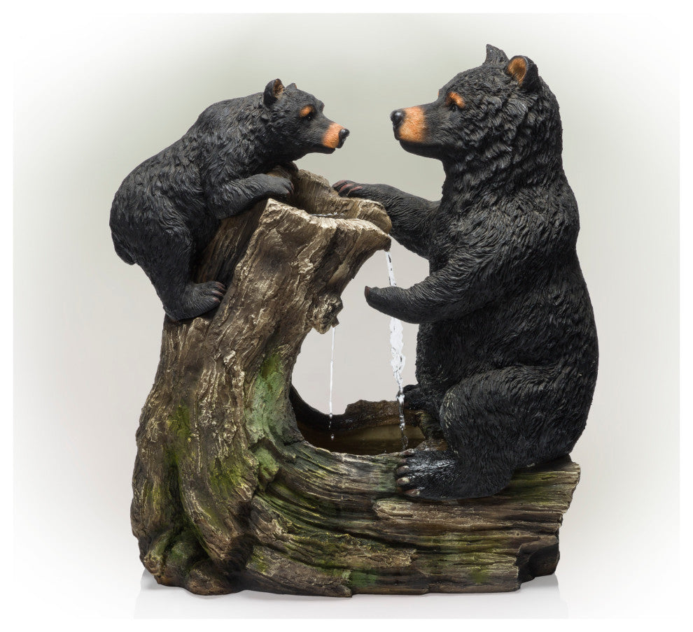 Alpine Cute and Whimsical Bear and Cub Fountain Without Light, 26" Tall