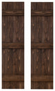 Traditional Board and Batten Exterior Shutters Pair, Coffee Brown, 66"