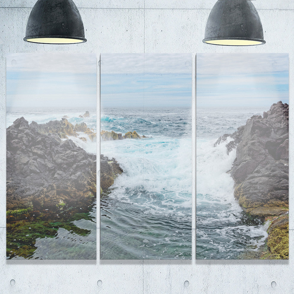 "Splashing Waters to Mossy Rock" Metal Wall Art, 3 Panels, 36"x28"