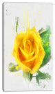 Yellow Rose with Green Leaves Sketch, Floral Canvas Art Print, 16"x32"