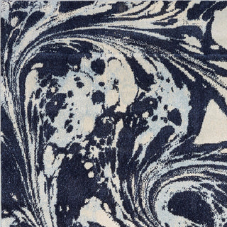 Watercolor Marble Plush Area Rug, Blue, 3'3"x4'11"