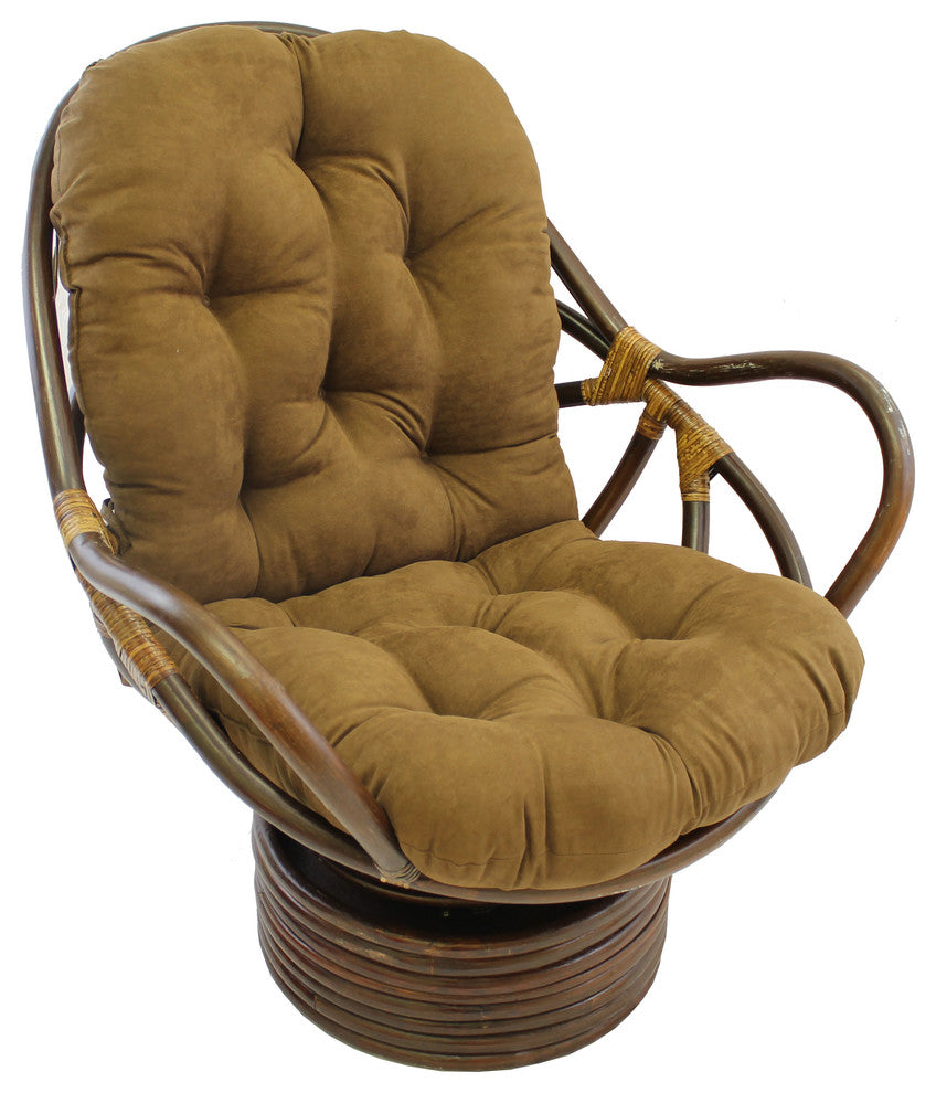 48"x24" Solid Micro Suede Swivel Rocker Cushion, Saddle Brown