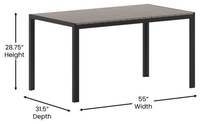 Finch Commercial Grade Outdoor  55" x 31" Dining Table, Gray