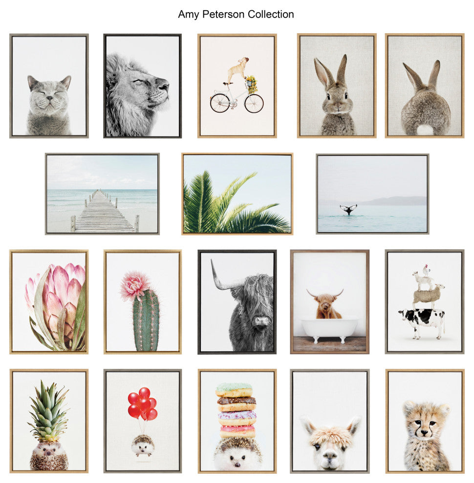 Sylvie Highland Cow Portrait Frame Canvas by Amy Peterson Art Studio, Gray 28x38
