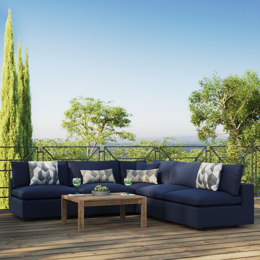 Modular Lounge Sectional Deep Sofa Set, Blue Navy, Modern, Outdoor Hospitality