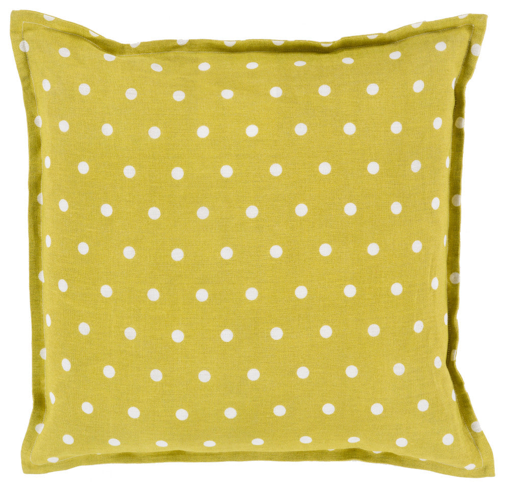 Surya Polka Dot PD-002 18"x18" Pillow Kit, Cream/Lime