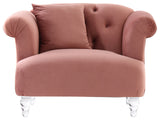 Elegance Contemporary Chair in Blush Velvet with Acrylic Legs