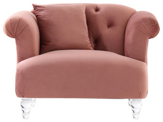 Elegance Contemporary Chair in Blush Velvet with Acrylic Legs