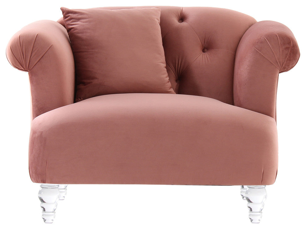 Elegance Contemporary Chair in Blush Velvet with Acrylic Legs