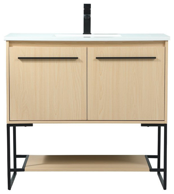 Sue 36" Single Bathroom Vanity, Maple