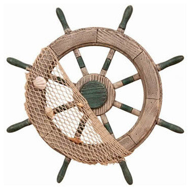 18" Wooden Ship Wheel With Net