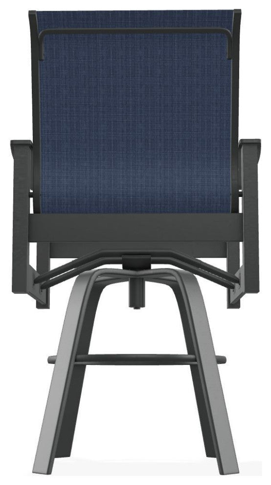 Leeward Sling Bar Height Outdoor Swivel Armchair, Mavi/Graphite