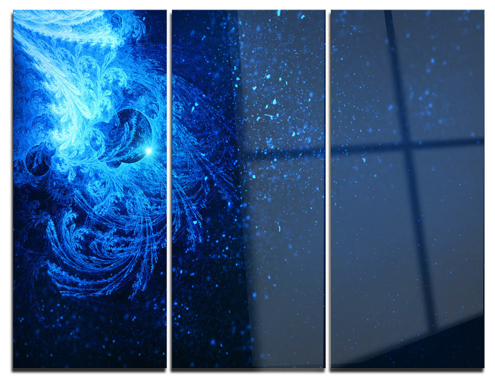 "Blue Falling Snow" Digital Metal Wall Art, 3 Panels, 36"x28"