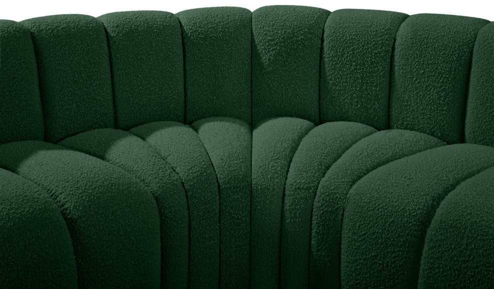 Arc Boucle Fabric Upholstered 3-Pc. Inward Curved Modular Sectional, Green