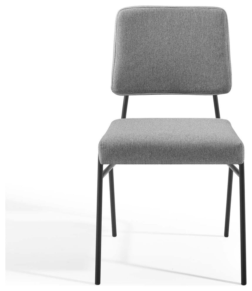 Side Dining Chair, Set of 2, Fabric, Black Gray, Modern, Bistro Restaurant