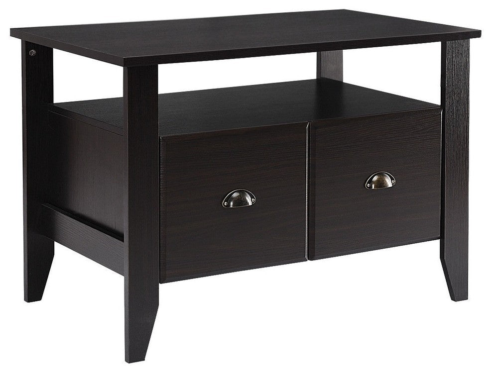 Multi-function Retro Coffee Cabinet Table With 2 Drawers