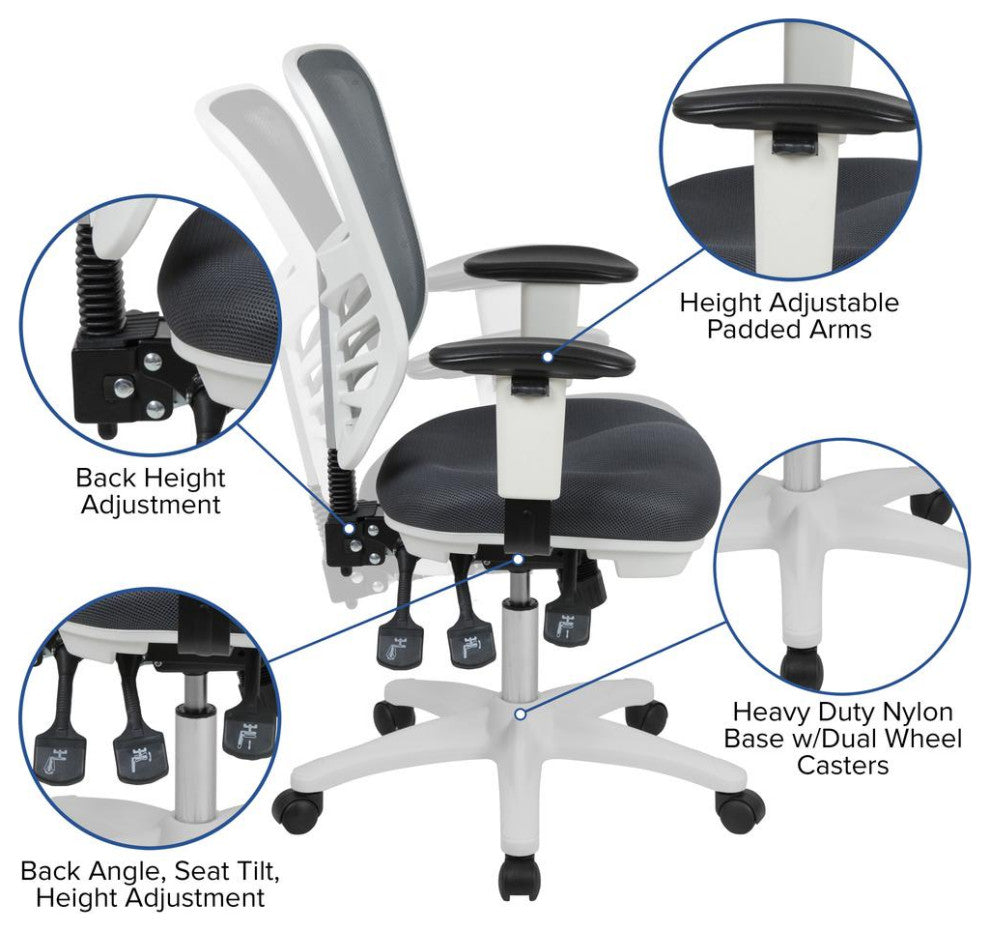 Mid-Back Dark Gray Mesh Multifunction Executive Swivel Ergonomic Office...