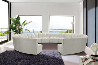 Infinity Channel Tufted Velvet Modular Chair, Cream, 12 Piece