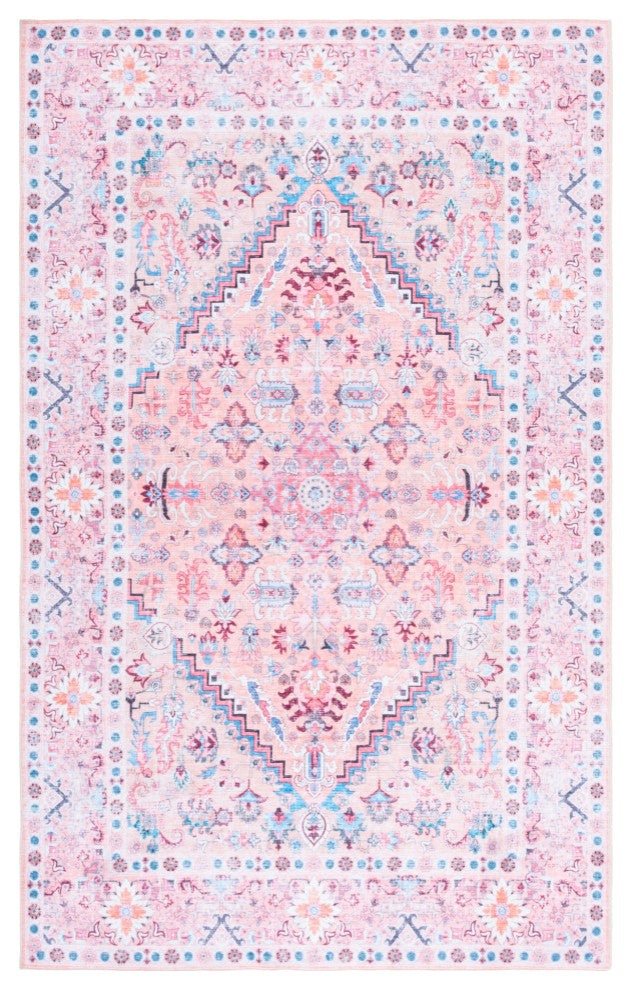 Safavieh Arizona Machine-Washable Collection ARZ315 Rug, Beige/Pink, 6'x9'