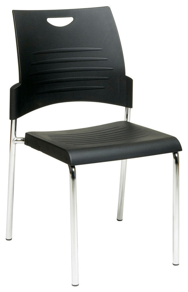 Straight Leg Stack Chair With Plastic Seat and Back, Set of 2