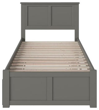 Bowery Hill Traditional Wood Twin XL Platform Panel Bed with Trundle in Gray