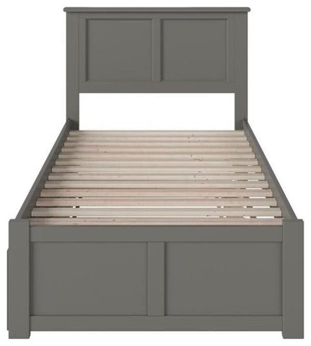 Bowery Hill Traditional Wood Twin XL Platform Panel Bed with Trundle in Gray